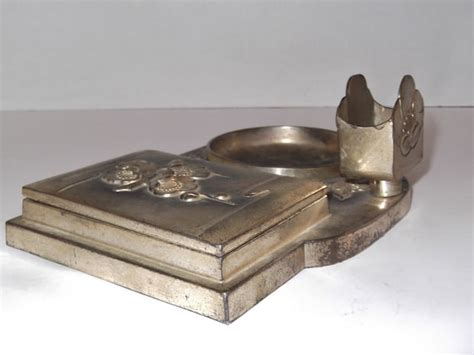 30s mtel box ashtray with metal cigarette on top|Cigarette Box And Ashtray .